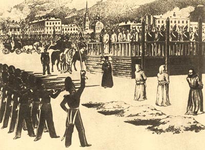 Обряд казни на Семёновском плацу (рисунок Б.Покровского, 1849 г.) *jpg, 800×588, 70 Kb